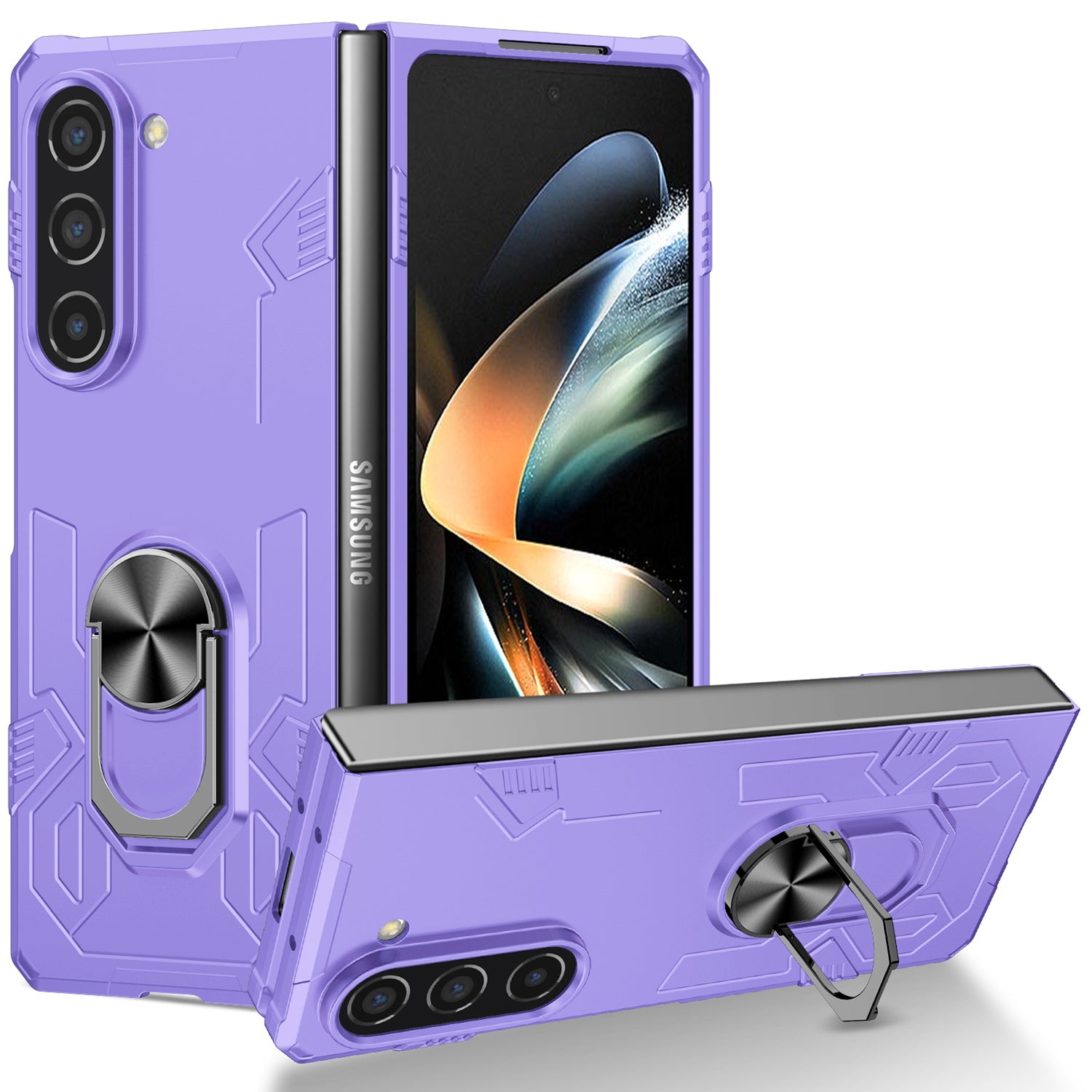For Samsung Galaxy Z Fold5 5G Ring Kickstand Phone Case Hard PC Anti-drop Cover Support Magnetic Car Mount For Samsung Galaxy Z Fold5 5G Ring Kickstand Phone Case Hard PC Anti-drop Cover Support Magnetic Car Mount